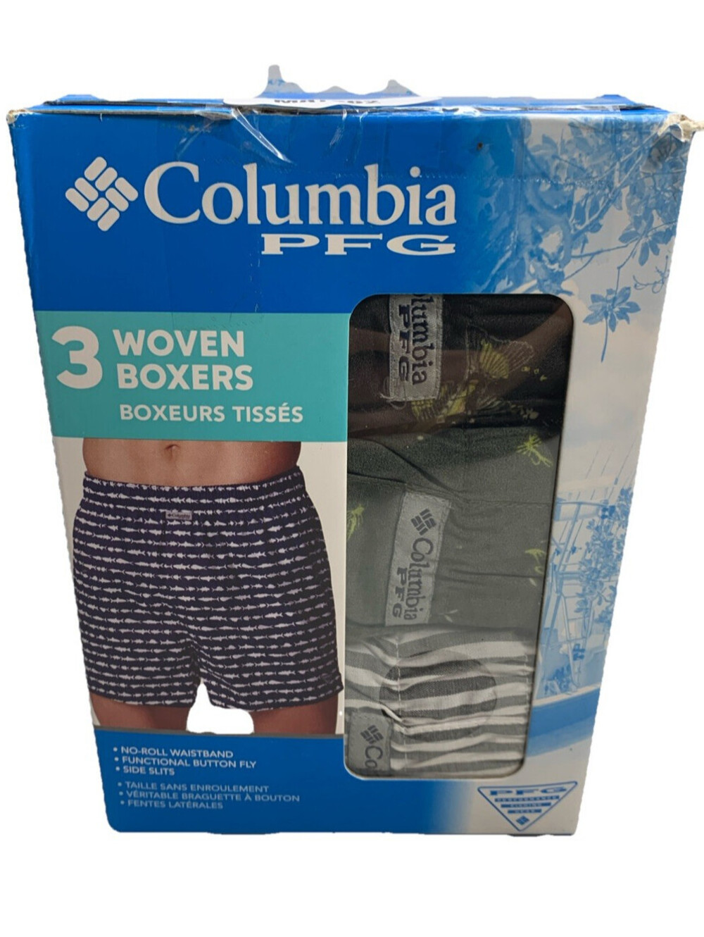 Columbia PFG Men's Woven Boxers Underwear w/Side-slit 2XL Multi-color - 3 Pack